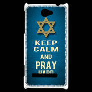 Coque HTC Windows Phone 8S Keep Calm and Pray jewish BLeu