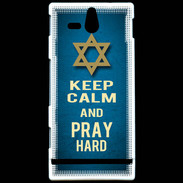 Coque Sony Xperia U Keep Calm and Pray jewish BLeu