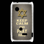 Coque Sony Xperia Typo Keep Calm and Pray jewish Gris