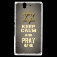 Coque Sony Xperia Z Keep Calm and Pray jewish Gris