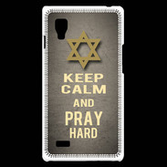 Coque LG Optimus L9 Keep Calm and Pray jewish Gris