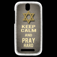 Coque HTC One SV Keep Calm and Pray jewish Gris