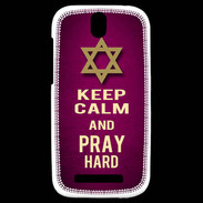 Coque HTC One SV Keep Calm and Pray jewish Rose