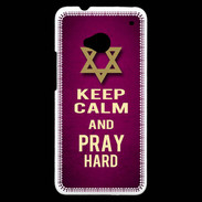 Coque HTC One Keep Calm and Pray jewish Rose