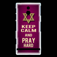 Coque Sony Xperia P Keep Calm and Pray jewish Rose