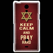 Coque Sony Xperia T Keep Calm and Pray jewish Rouge