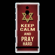 Coque Sony Xperia P Keep Calm and Pray jewish Rouge