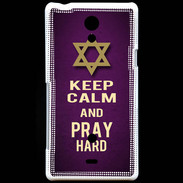 Coque Sony Xperia T Keep Calm and Pray jewish Violet