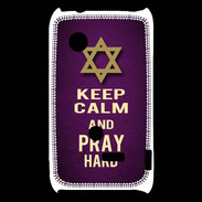 Coque Sony Xperia Typo Keep Calm and Pray jewish Violet