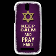 Coque HTC One SV Keep Calm and Pray jewish Violet