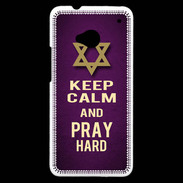 Coque HTC One Keep Calm and Pray jewish Violet