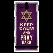 Coque Sony Xperia U Keep Calm and Pray jewish Violet