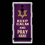 Coque Sony Xperia P Keep Calm and Pray jewish Violet