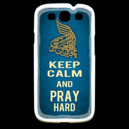 Coque Samsung Galaxy S3 Keep Calm and Pray Muslim Bleu