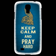 Coque Samsung Galaxy S4 Keep Calm and Pray Muslim Bleu