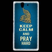 Coque Sony Xperia Z Keep Calm and Pray Muslim Bleu