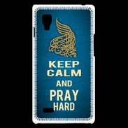 Coque LG Optimus L9 Keep Calm and Pray Muslim Bleu