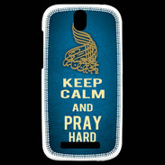 Coque HTC One SV Keep Calm and Pray Muslim Bleu