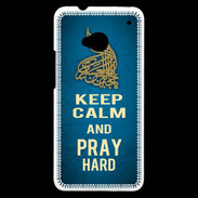 Coque HTC One Keep Calm and Pray Muslim Bleu