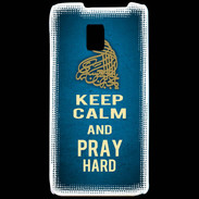 Coque LG P990 Keep Calm and Pray Muslim Bleu
