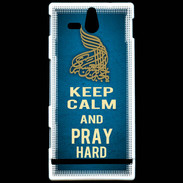Coque Sony Xperia U Keep Calm and Pray Muslim Bleu