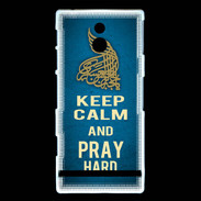 Coque Sony Xperia P Keep Calm and Pray Muslim Bleu
