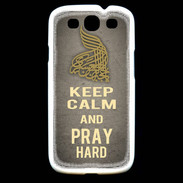 Coque Samsung Galaxy S3 Keep Calm and Pray Muslim Gris