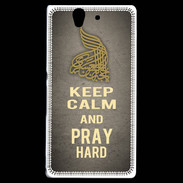Coque Sony Xperia Z Keep Calm and Pray Muslim Gris