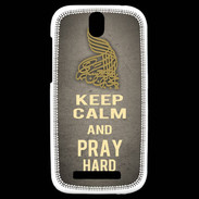 Coque HTC One SV Keep Calm and Pray Muslim Gris