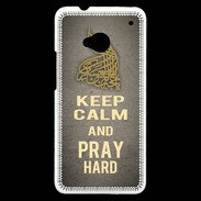 Coque HTC One Keep Calm and Pray Muslim Gris