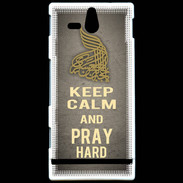 Coque Sony Xperia U Keep Calm and Pray Muslim Gris