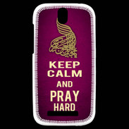 Coque HTC One SV Keep Calm and Pray Muslim Rose