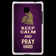 Coque LG Optimus L3 II Keep Calm and Pray Muslim Violet