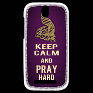 Coque HTC One SV Keep Calm and Pray Muslim Violet