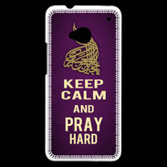 Coque HTC One Keep Calm and Pray Muslim Violet