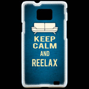 Coque Samsung Galaxy S2 Keep Calm and Be Reelax Bleu