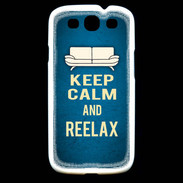 Coque Samsung Galaxy S3 Keep Calm and Be Reelax Bleu