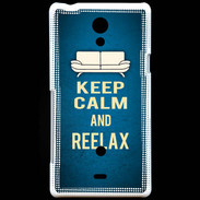 Coque Sony Xperia T Keep Calm and Be Reelax Bleu