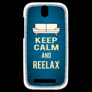 Coque HTC One SV Keep Calm and Be Reelax Bleu