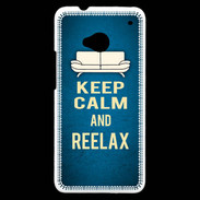 Coque HTC One Keep Calm and Be Reelax Bleu