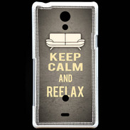 Coque Sony Xperia T Keep Calm and Reelax Gris