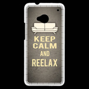 Coque HTC One Keep Calm and Reelax Gris