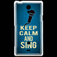 Coque Sony Xperia T Keep Calm and Sing Bleu