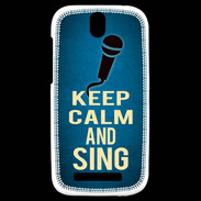 Coque HTC One SV Keep Calm and Sing Bleu