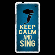 Coque HTC One Keep Calm and Sing Bleu
