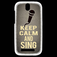 Coque HTC One SV Keep Calm and Sing Gris