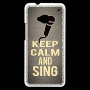 Coque HTC One Keep Calm and Sing Gris