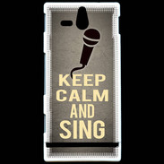 Coque Sony Xperia U Keep Calm and Sing Gris