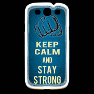 Coque Samsung Galaxy S3 Keep Calm and Stay strong Bleu