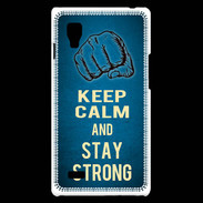 Coque LG Optimus L9 Keep Calm and Stay strong Bleu